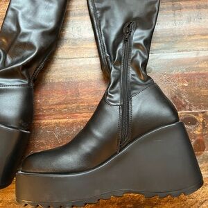 Steve Madden Black Wedge Boots